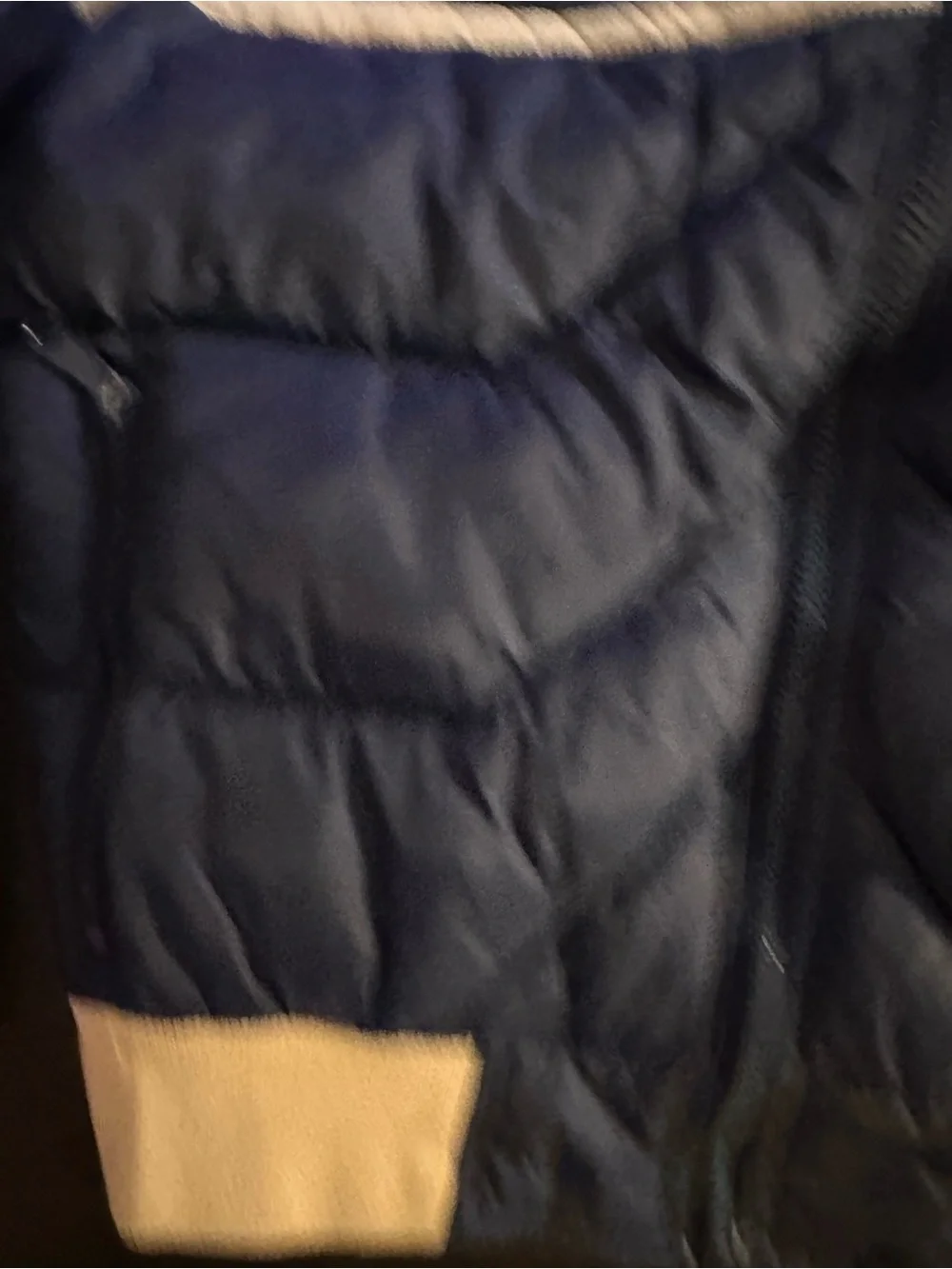 ⭐️ Vintage Men’s Med Puffer Bomber Jacket - Navy & Cream - Picture 12 of 14